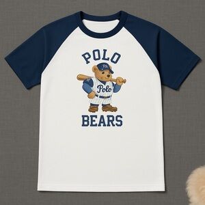 Polo by Ralph Lauren Kids' Blue and White Bear Baseball T-Shirt